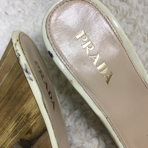 Prada Wooden Sandal Peep Toe Wedges - Picture 7 of 8
